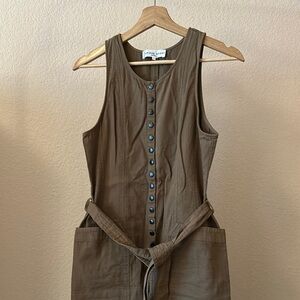Brown Button-Down Sleeveless jumpsuit